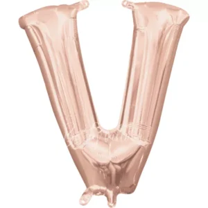 40" Helium foil gloss Rose gold Letter V balloon