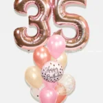 Age Birthday Balloon Bouquet-Pink, Blush Nude, Rose Gold