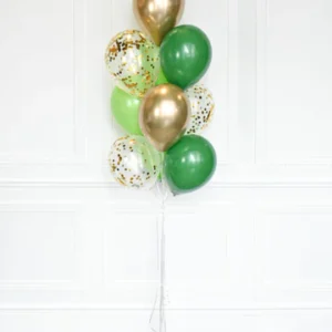Confetti Balloon Bouquet-Green Lime Green, Chrome Gold