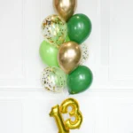 Confetti Balloon Bouquet With 16_Number-Green Lime Green Chrome Gold_2
