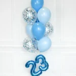 Shades of Blue - Confetti Balloon Bouquet with 16'' Number