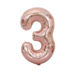 Number 3 Foil Balloon- Rose Gold