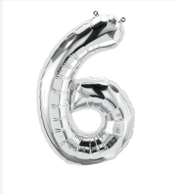Number 6 Foil Balloon- Silver