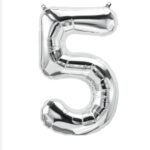 Number 5 Foil Balloon- Silver