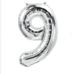 Number 9 Foil Balloon- Silver