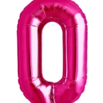 Number 0 Foil Balloon- Pink
